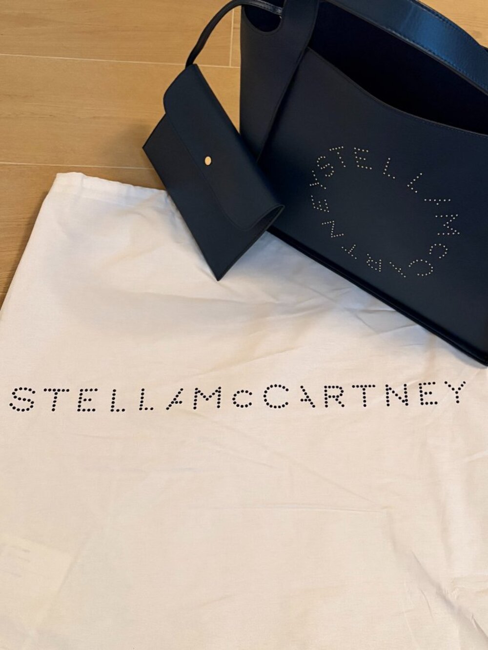 Stella McCartney Navy Perforated Logo Tote - Picture 9 of 14